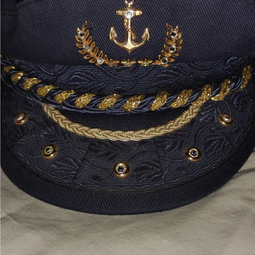 Navy Blue Captain's Hat with Gold Accents